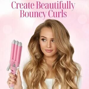 Three Barrel Curling Iron Wand Hair Waver with LCD Temperature Display - 1 In...